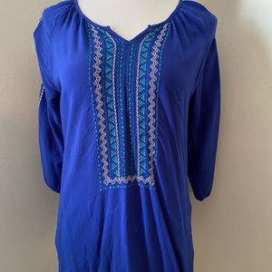 Blue embroidered top